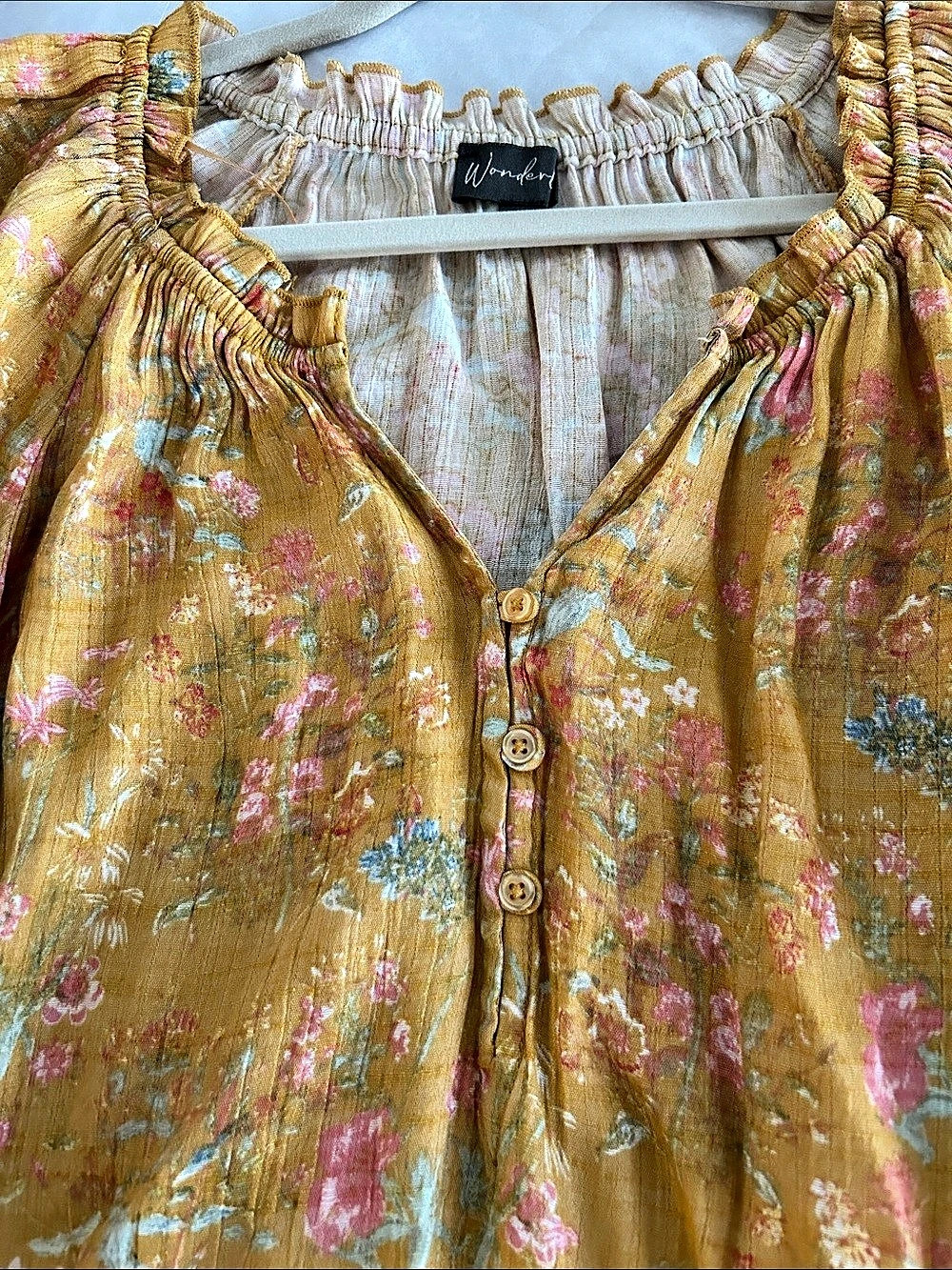 Wonderly Floral Blouse in Yellow & Pink Size XXL